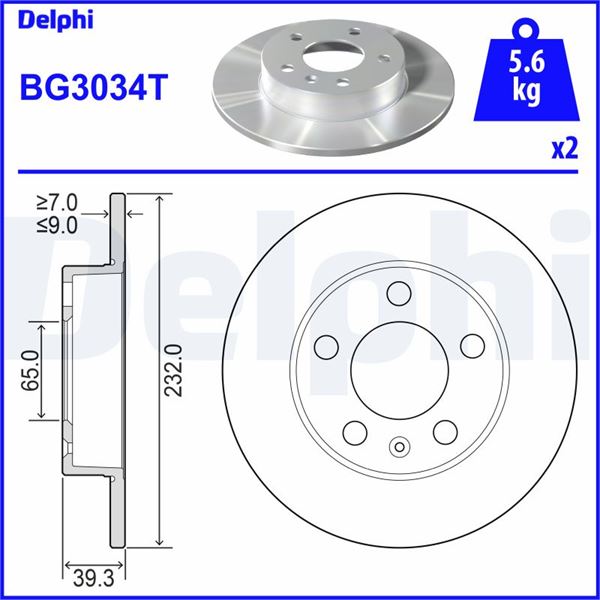 DELPHI BG3034T Fren Diski Arka (5d 230mm) Fabia Bora Golf Iv Polo 99-